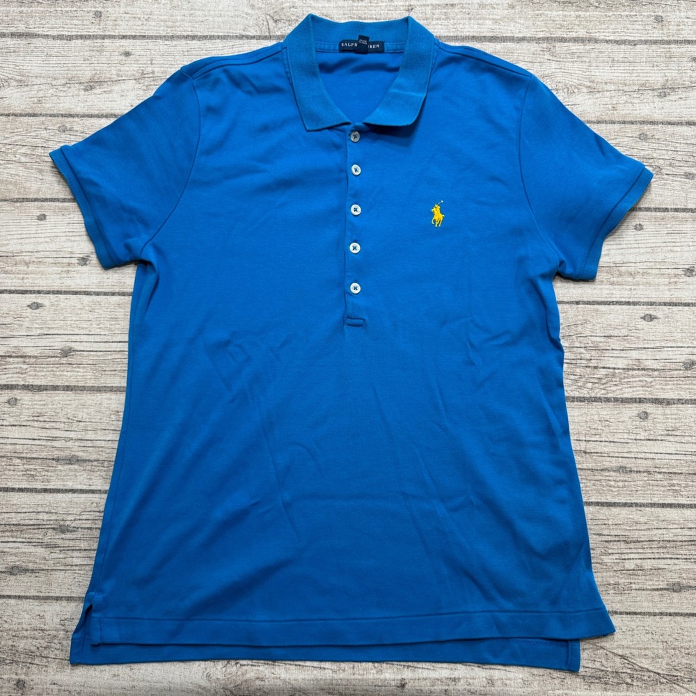 Ralph Lauren Polo Shirt Women's XL Blue Classic Fit Short Sleeve Cotton Preppy